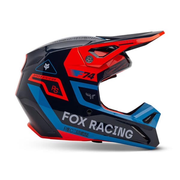 ⁦קסדה מלאה לשטח פוקס FOX V1 Race Spec V25 – צבע אדום כחול / אדום⁩ – תמונה ⁦6⁩