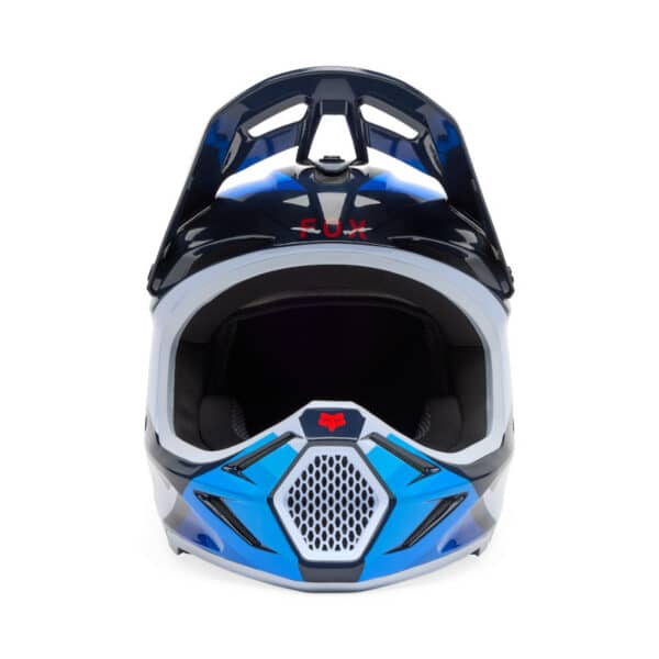 ⁦קסדה מלאה לשטח FOX V3 Fade V25 – פוקס, קרבון בצבע כחול / לבן⁩ – תמונה ⁦3⁩